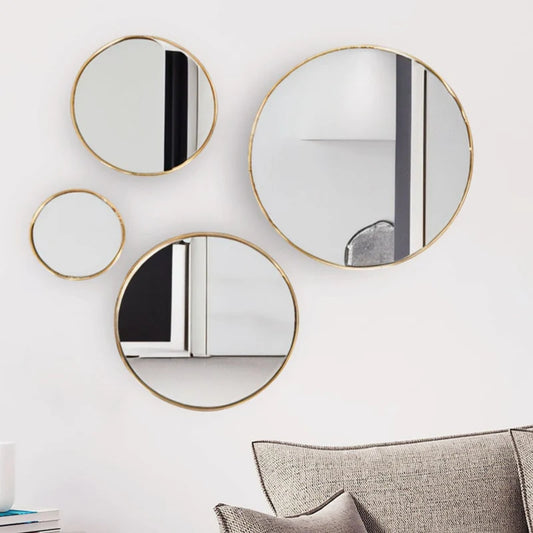 Modern Round Gold Wall Mirror – Minimalist Metal Frame Decorative Bathroom, Bedroom & Entryway Mirror