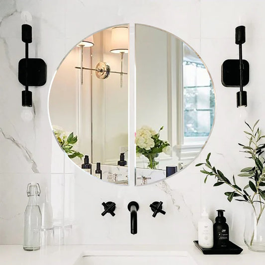 Frameless Round Bathroom Mirror – Modern Beveled Edge Vanity Mirror for Contemporary Bathrooms