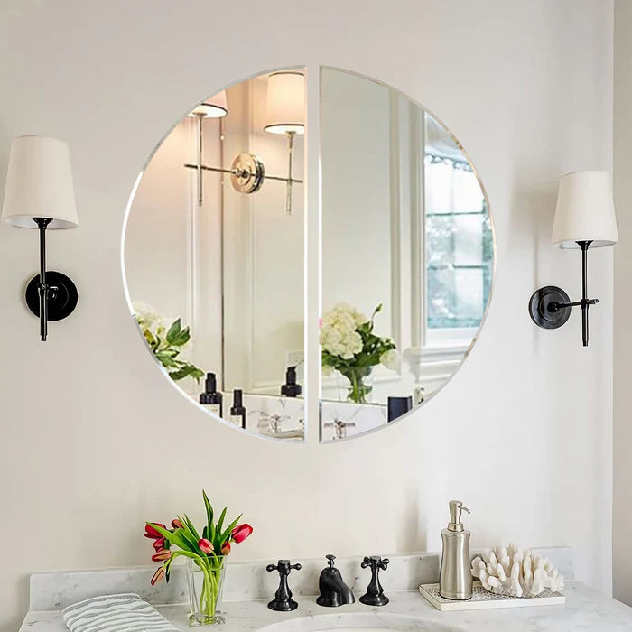 Frameless Round Bathroom Mirror – Modern Beveled Edge Vanity Mirror for Contemporary Bathrooms